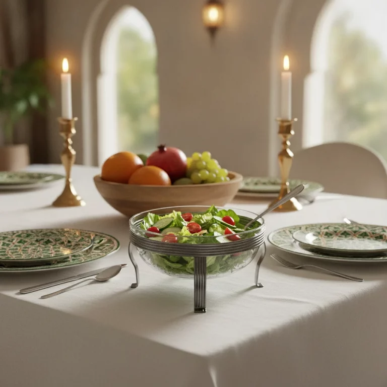 Glass Salad Bowl with Decorative Stand and Serving Spoon — Sophisticated Dessert Displays