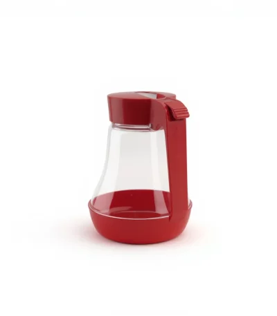 Glass Sugar Dispenser with Red Lid — view 2