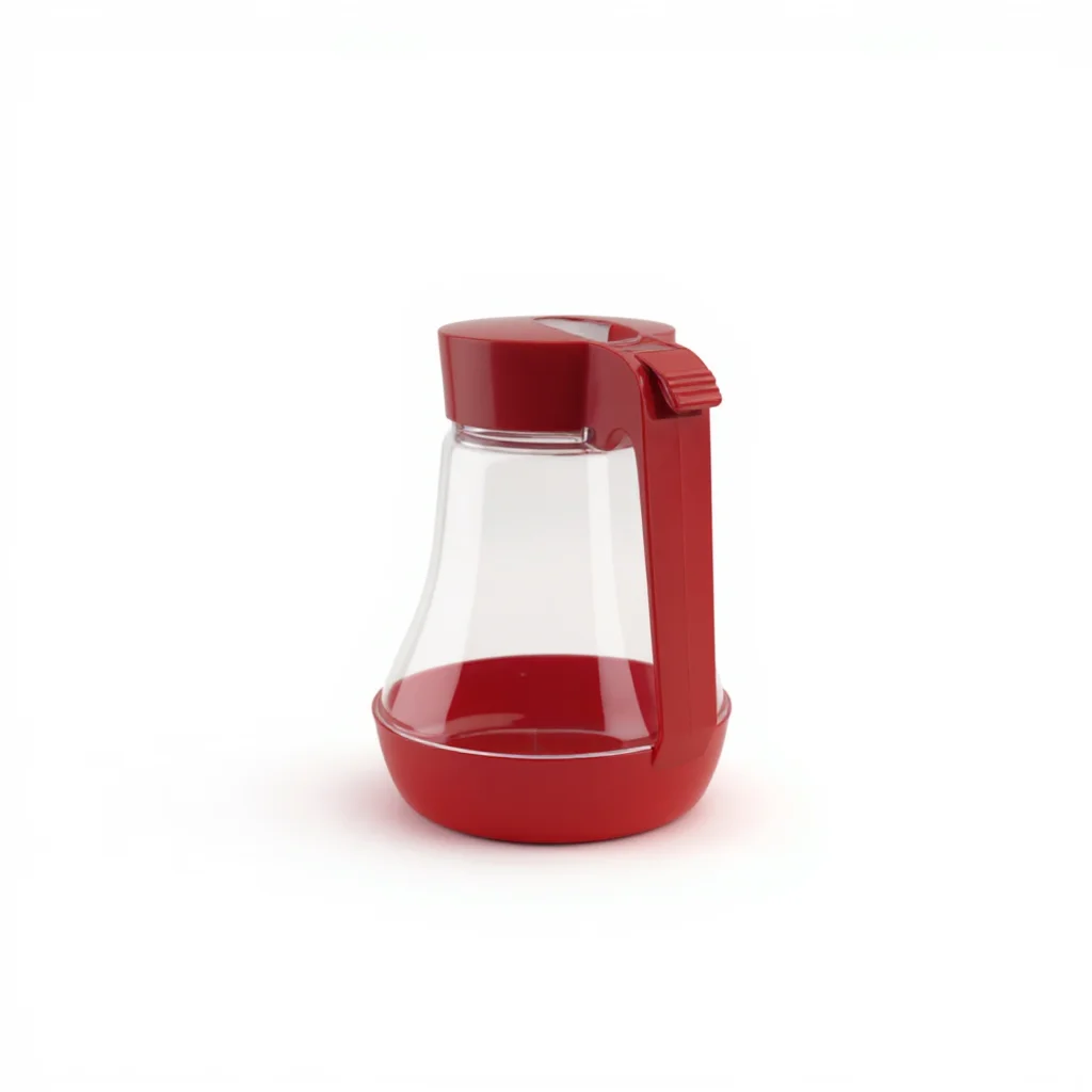 Glass Sugar Dispenser with Red Lid — view 2