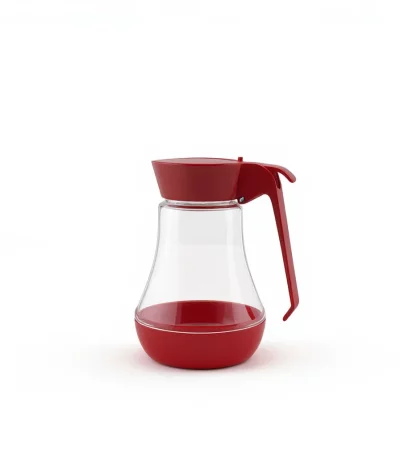 Glass Sugar Dispenser with Red Lid