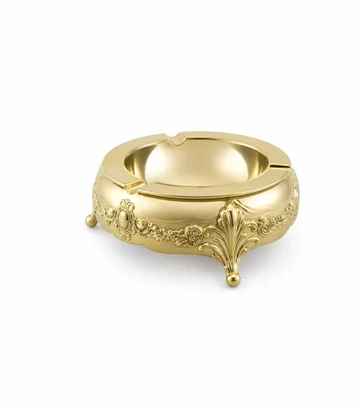 Gold Ornate Vintage Pedestal Ashtray — view 2