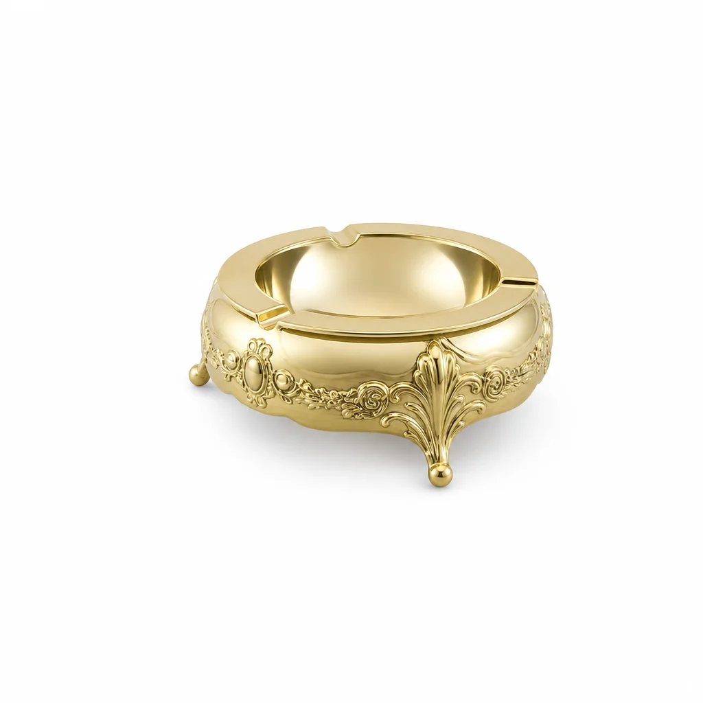 Gold Ornate Vintage Pedestal Ashtray — view 2