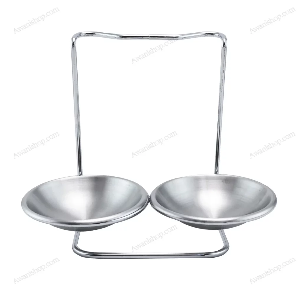Gold Steel Serving Stand with Two Steel Bowls