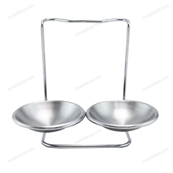 Gold Steel Serving Stand with Two Steel Bowls