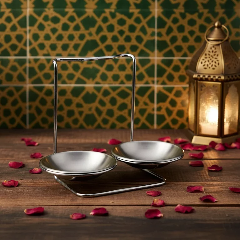 Gold Steel Serving Stand with Two Steel Bowls — Elegant Dinner Companion