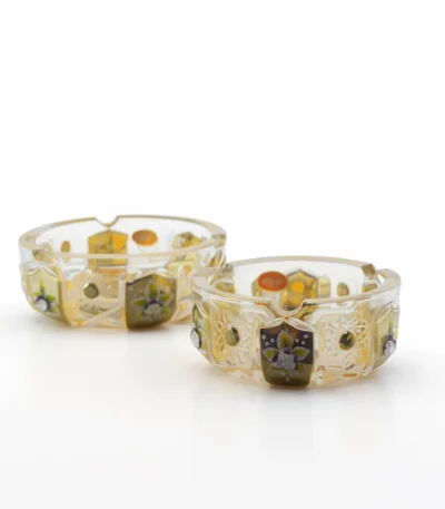 Gold Toned Crystal-Cut Glass Ashtray — view 2