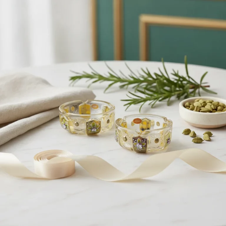 Gold Toned Crystal-Cut Glass Ashtray — Exclusive Gifts