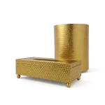 Hammered Metal Tissue Box & Waste Bin Set