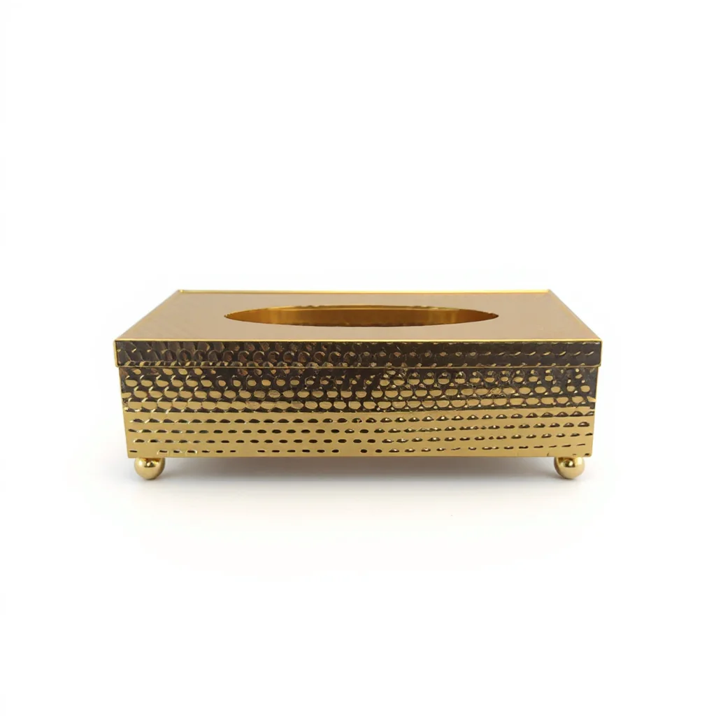 Hammered Metal Tissue Box & Waste Bin Set — view 2