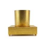 Hammered Metal Tissue Box & Waste Bin Set — view 3