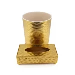 Hammered Metal Tissue Box & Waste Bin Set — view 4