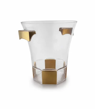 Hexagonal Ice Bucket with Gold Accents
