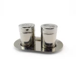 Life Smile Stainless Steel Salt and Pepper Shaker Set with Tray