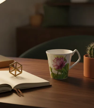 Lotus Flower Ceramic Mug — Office Use