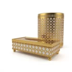 Perforated Metal Tissue Box & Waste Bin Set — view 2