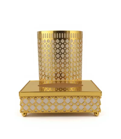 Perforated Metal Tissue Box & Waste Bin Set