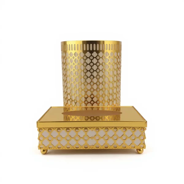 Perforated Metal Tissue Box & Waste Bin Set