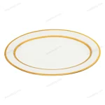 Porcelain Oval Serving Platter with Gold Geometric Border 35.5 cm