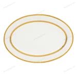 Porcelain Oval Serving Platter with Gold Geometric Border 35.5 cm — view 2