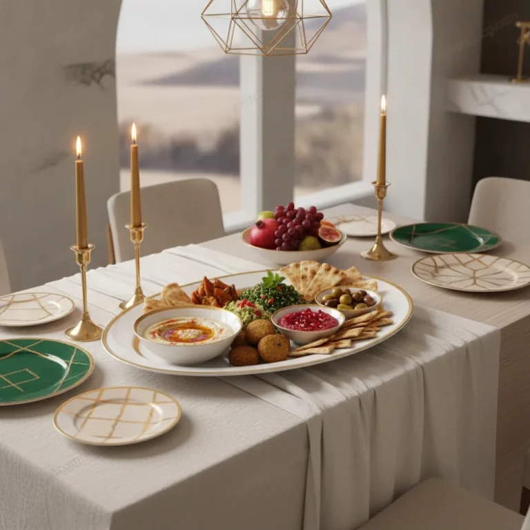 Porcelain Oval Serving Platter with Gold Geometric Border — Formal Dessert Delight