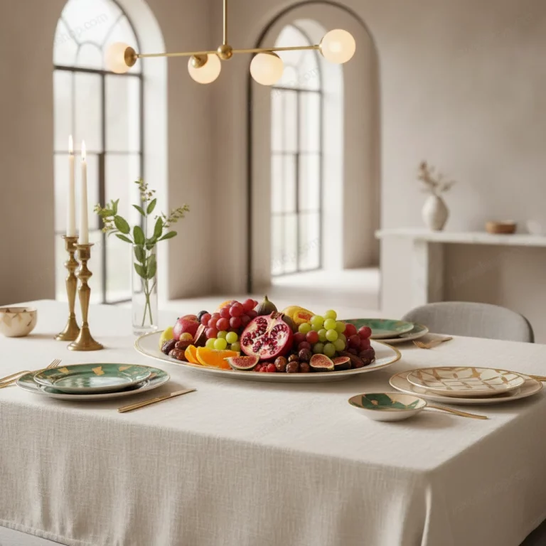 Porcelain Oval Serving Platter with Gold Geometric Border — Grilled Meat Showpiece