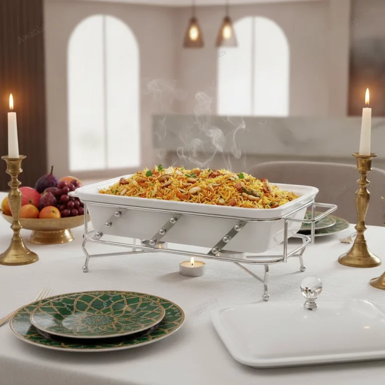 Rectangular Ceramic Buffet Food Warmer — Majlis Events