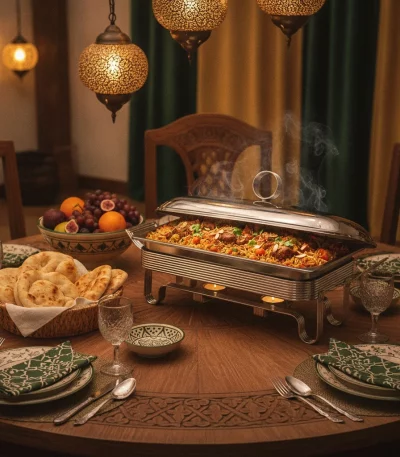 Rectangular Glass Buffet Server with Tealight Warmer — Festive Family Feasts