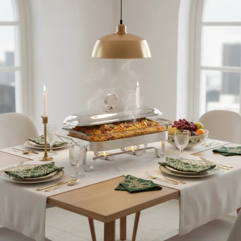Rectangular Glass Buffet Server with Tealight Warmer — Majlis Table Centerpiece