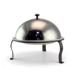 Round Ceramic Buffet Server with Chrome Dome Lid