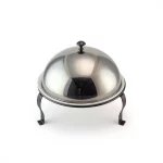 Round Ceramic Buffet Server with Chrome Dome Lid — view 2