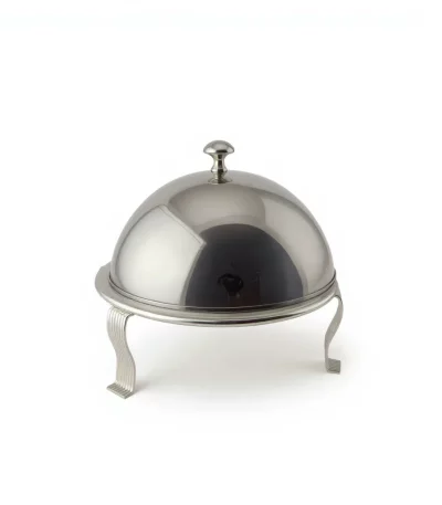 Round Ceramic Buffet Server with Chrome Dome Lid — view 4