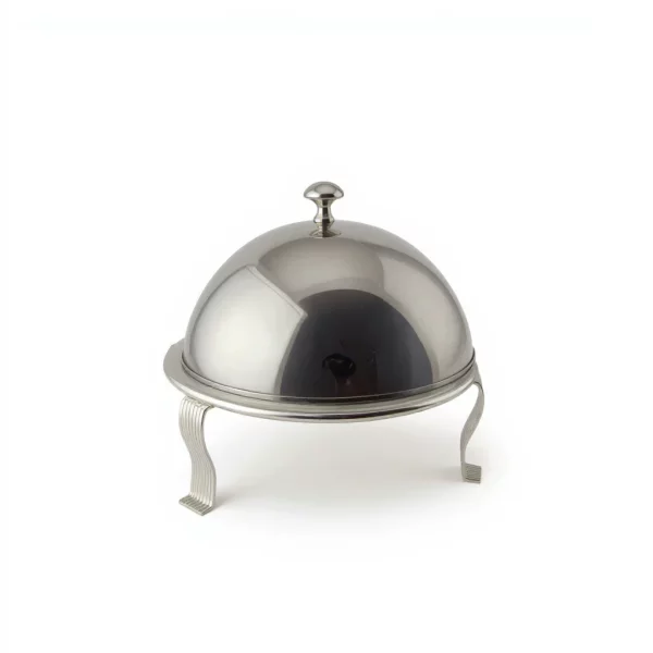 Round Ceramic Buffet Server with Chrome Dome Lid — view 4