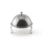 Round Ceramic Buffet Server with Chrome Dome Lid — view 5