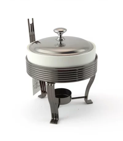 Round Ceramic Food Warmer with Tealight Burner — view 2