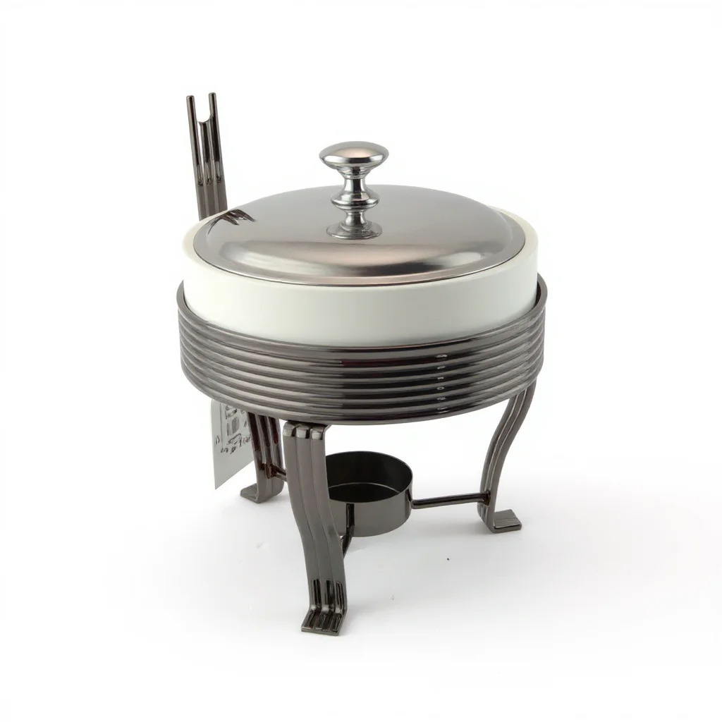 Round Ceramic Food Warmer with Tealight Burner — view 2