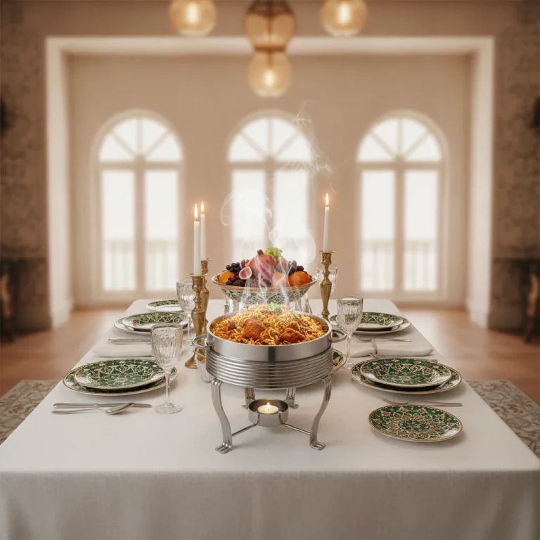 Round Ceramic Food Warmer with Tealight Burner — Sophisticated Buffet Display