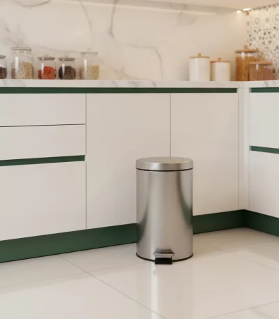 Round Stainless Steel Pedal Bin — Sophisticated Bedroom Bin