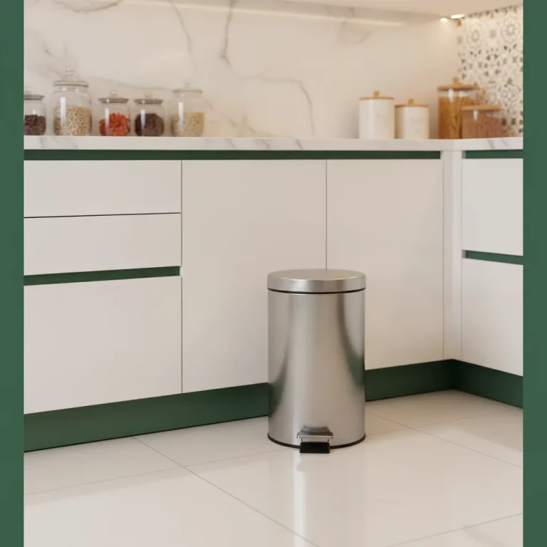 Round Stainless Steel Pedal Bin — Sophisticated Bedroom Bin