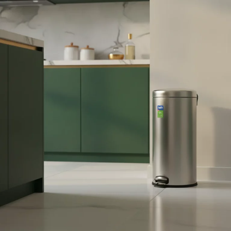 30L Round Stainless Steel Pedal Trash Bin — Compact Living Spaces