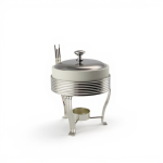 Round Ceramic Food Warmer – Silver