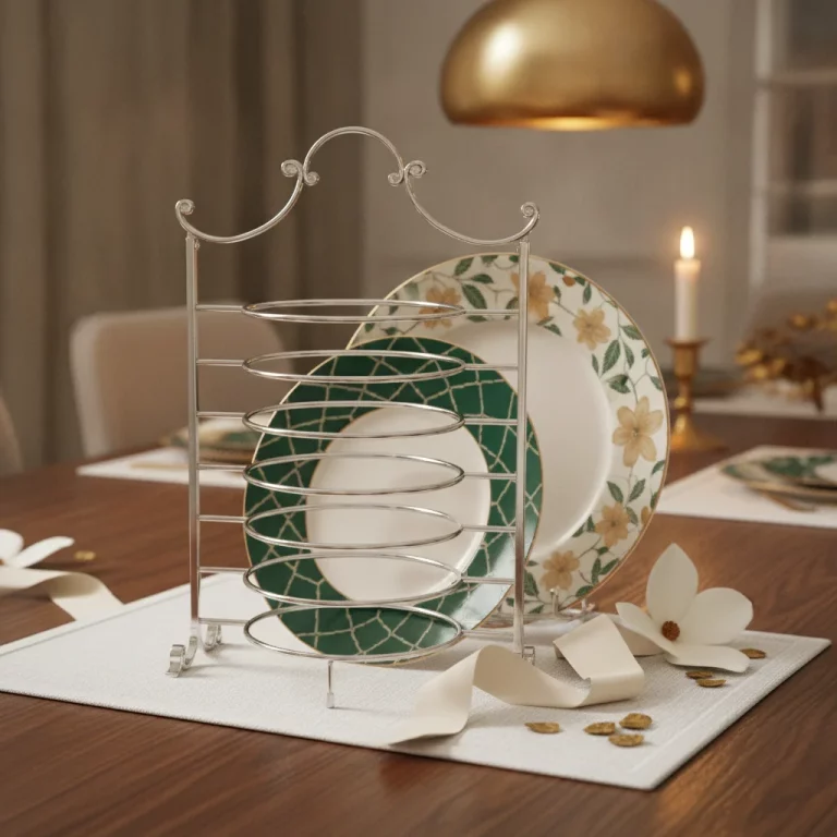 Silver Wire Plate Display Stand — Sophisticated Event Presentation