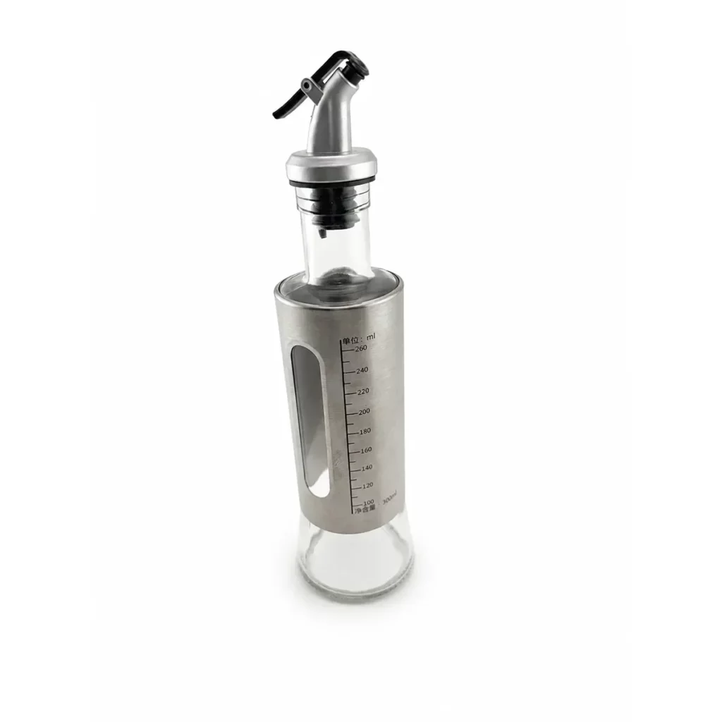 Stainless Steel and Glass Oil Dispenser Bottle