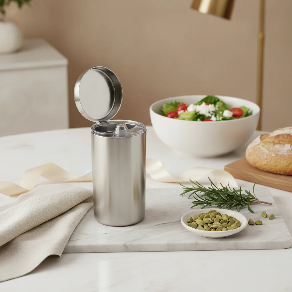 Stainless Steel Oil Dispenser Pitcher with Hinged Lid — Perfect Gift for Chefs