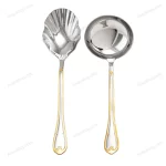 6-Piece Stainless Steel Serving Spoon Set with Stand – Gold Accented — view 2