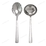 6-Piece Stainless Steel Serving Spoon Set with Stand – Floral Gold Engraved — view 2