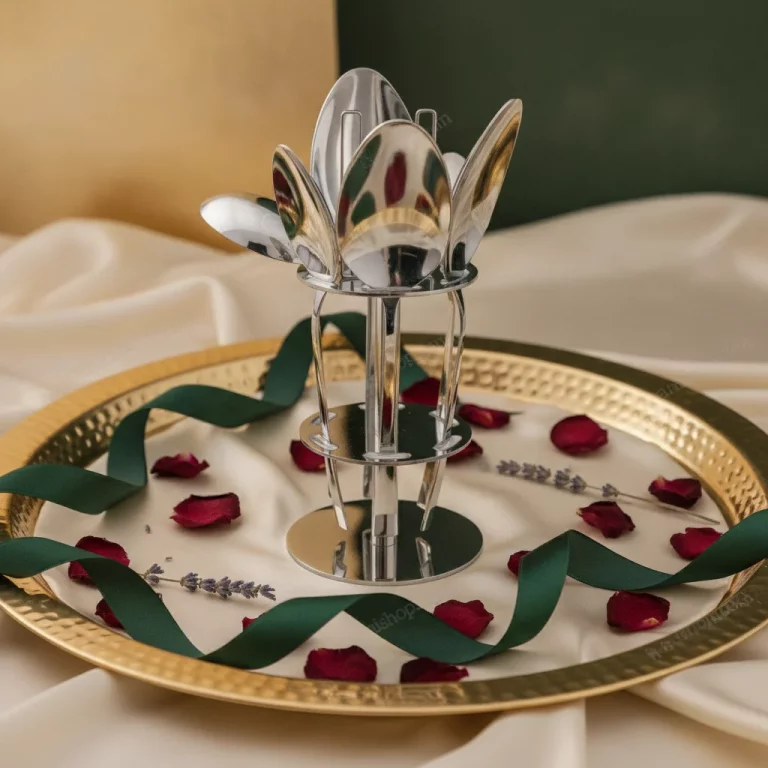 6-Piece Stainless Steel Serving Spoon Set with Stand – Classic Silver — Formal Occasions