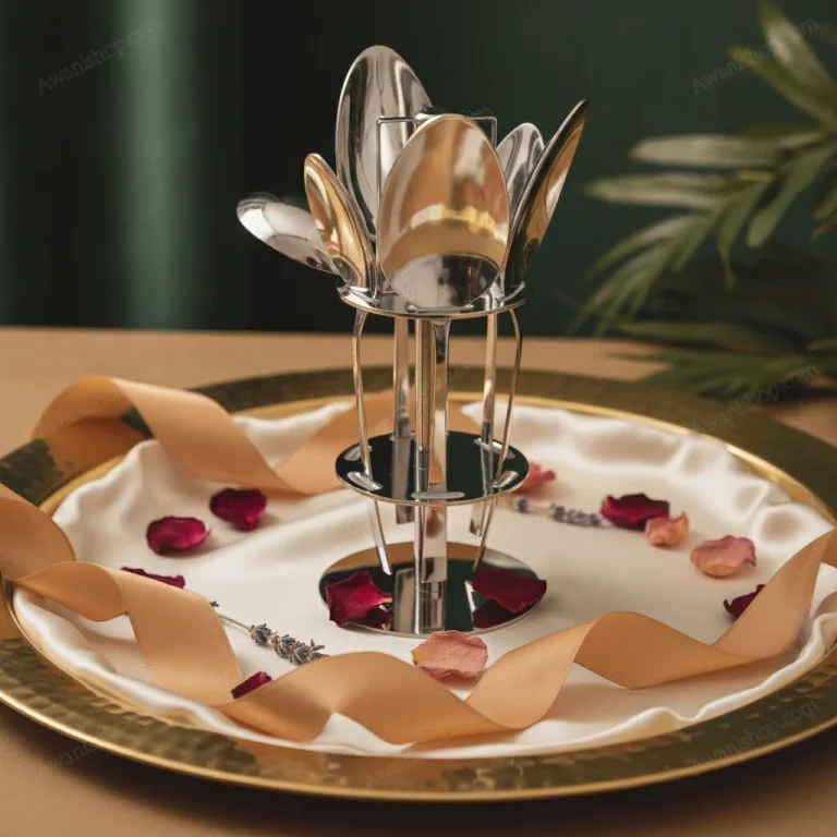 6-Piece Stainless Steel Serving Spoon Set with Stand – Classic Silver — Gifting