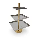 3-Tier Stainless Steel Square Serving Stand — view 2