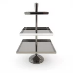 3-Tier Stainless Steel Square Serving Stand — view 3