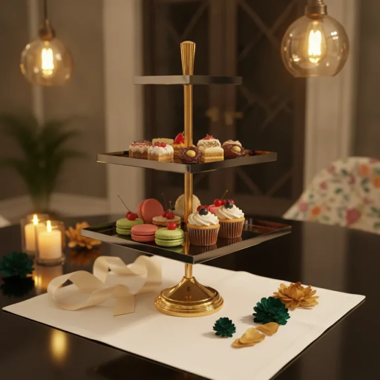 3-Tier Stainless Steel Square Serving Stand — Chic Appetizer Presentation